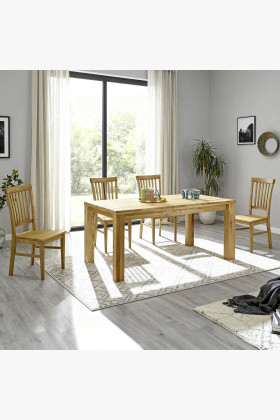 Eichen Esstisch-Set Bratislava 180x90 cm mit 4 Stühlen